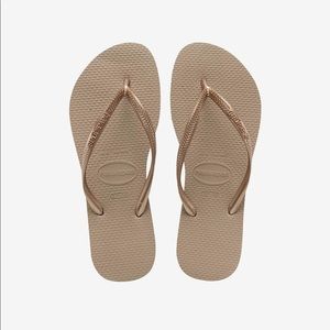 Havaianas Gold Flip Flops Brazilian Size 37/38 US Size 7/8